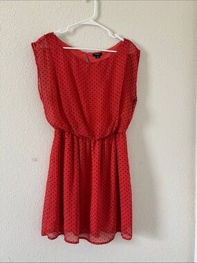 Privileged Red Sleeveless Polka Dot Dress